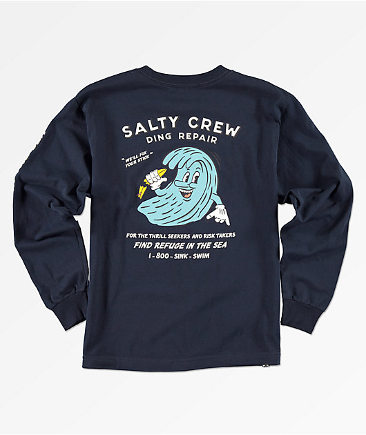 Salty Crew Repair camiseta azul manga para