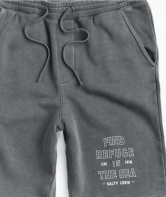 Salty Crew Refuge Black Sweat Shorts
