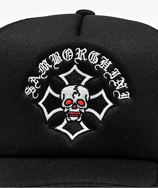 Samborghini Skull Cross Black Trucker Hat