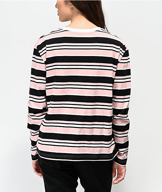 Santa Cruz 1973 Melrose Stripe Pink & Black Long Sleeve T-Shirt