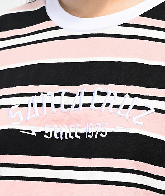 Santa Cruz 1973 Melrose Stripe Pink & Black Long Sleeve T-Shirt