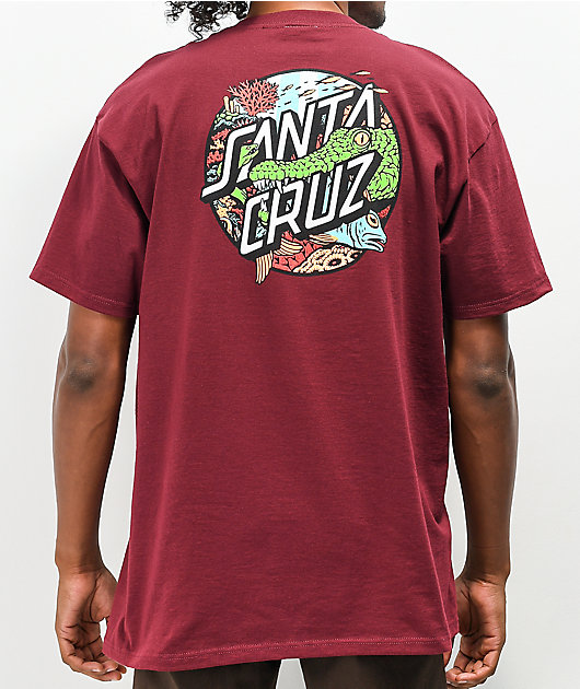 Santa Cruz Aquatic Dot Burgundy T-Shirt