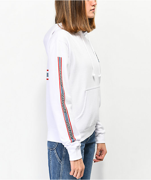 santa cruz banner dot white hoodie