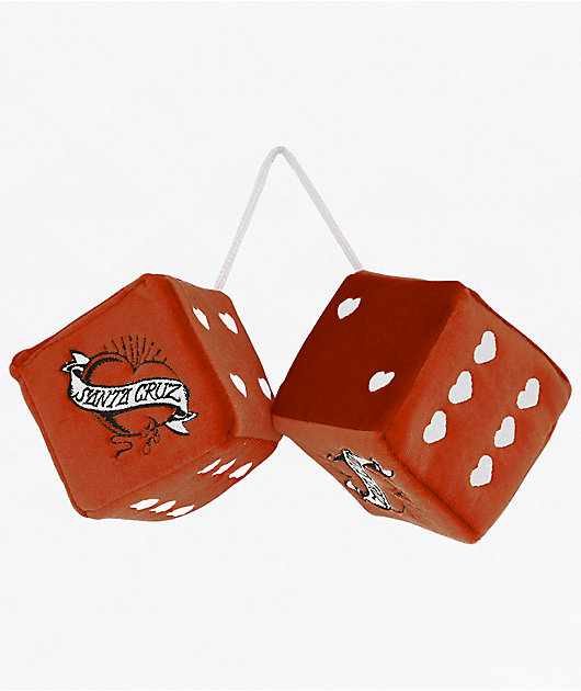 Santa Cruz Banner Heart Hanging Plush Fuzzy Dice