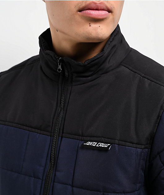 Santa Cruz Brickwork Black & Blue Quilted Puffer Jacket