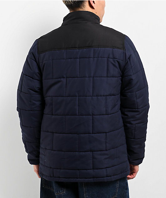 Santa Cruz Brickwork Black & Blue Quilted Puffer Jacket | Zumiez