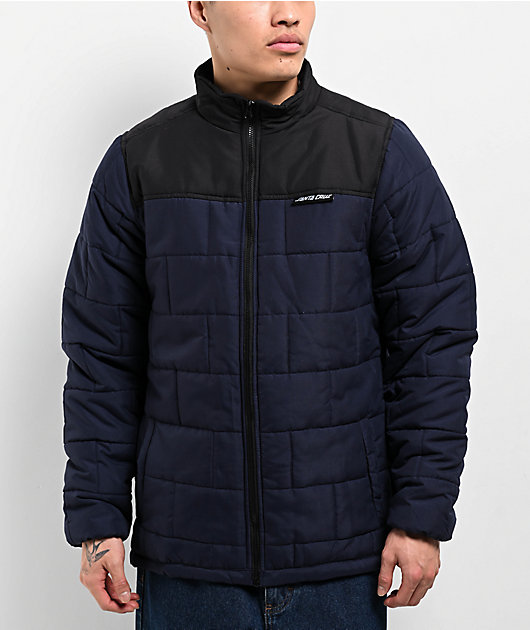 Santa Cruz Brickwork Black & Blue Quilted Puffer Jacket | Zumiez
