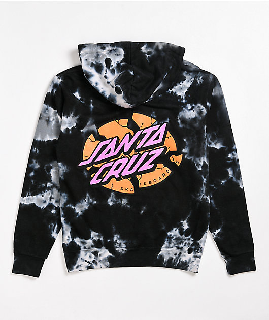 Santa Cruz Broken Dot Black White Tie Dye Hoodie Zumiez