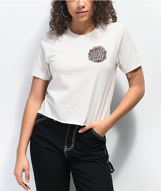 Santa Cruz Cali Poppy Vintage White Crop T-Shirt