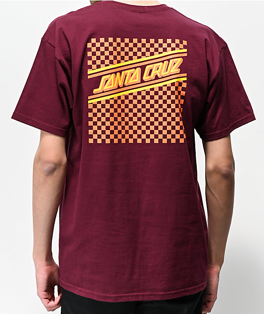Santa Cruz Checkered Strip Burgundy T-Shirt