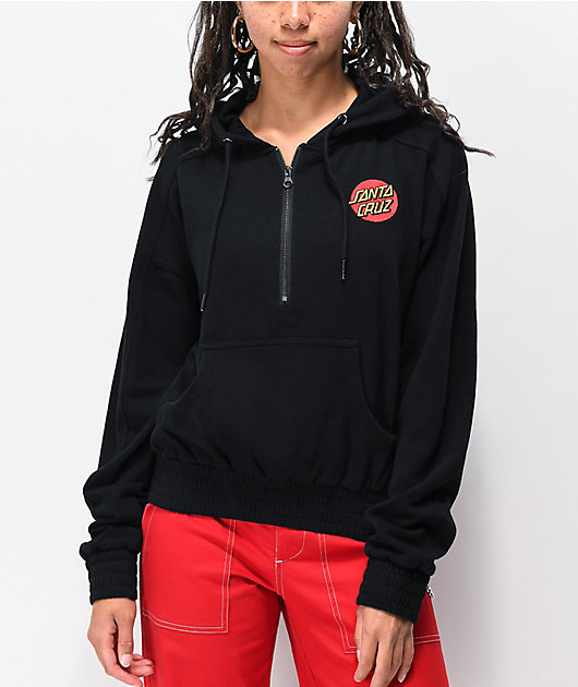Santa Cruz Classic Dot Black Half Zip Hoodie