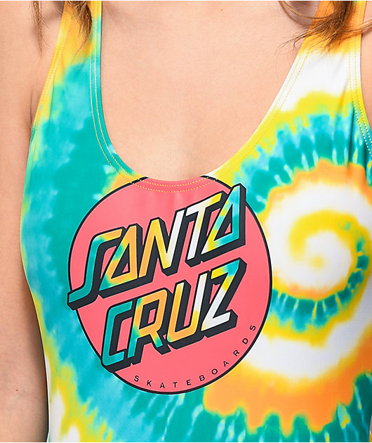Santa Cruz Classic Dot Blue Tie Dye One Piece Swimsuit