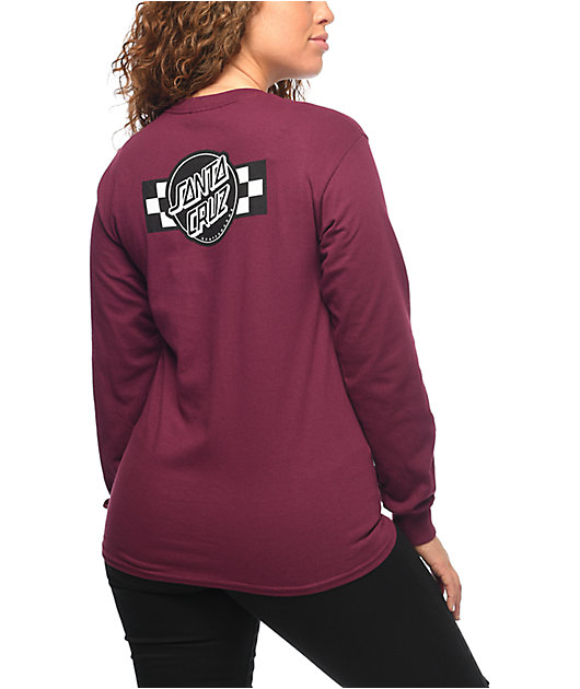 Santa Cruz Contest Burgundy Long Sleeve T-Shirt