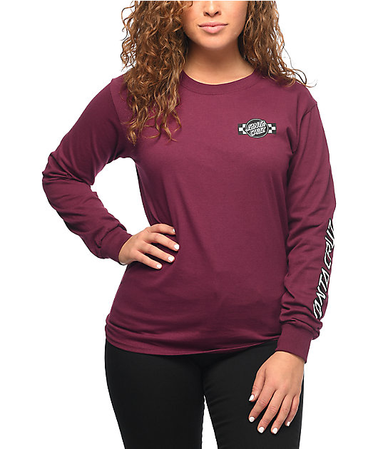 burgundy long sleeve shirt womens