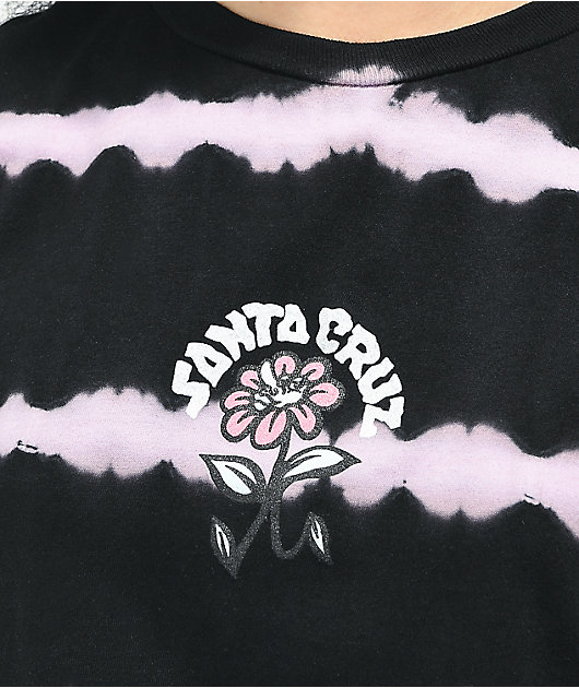 Santa Cruz Delfino Ego Flower Camiseta tie dye negra y rosa