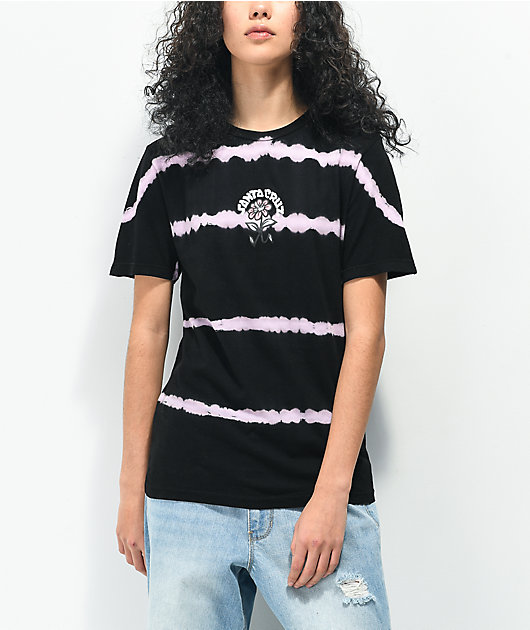 Santa Cruz Delfino Ego Flower Camiseta tie dye negra y rosa