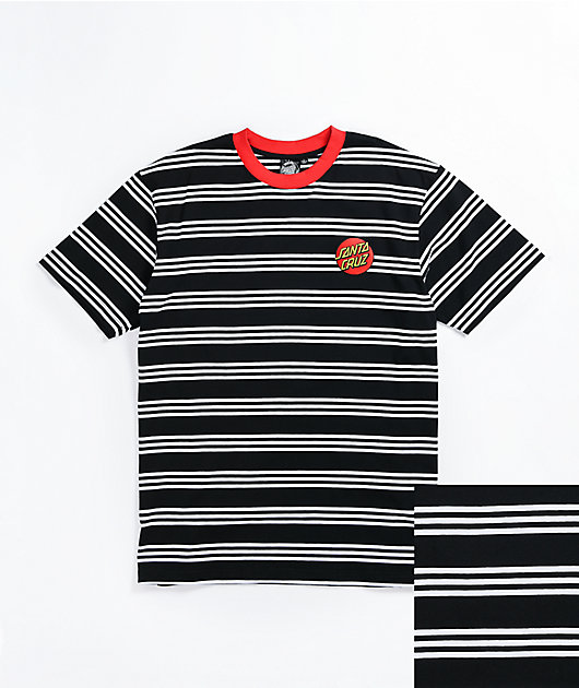 Santa Cruz Dot Embroidered Stripe Black T-Shirt