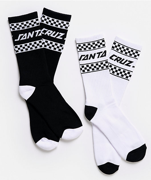 Santa Cruz Drift Script 2 Pack Black & White Crew Socks