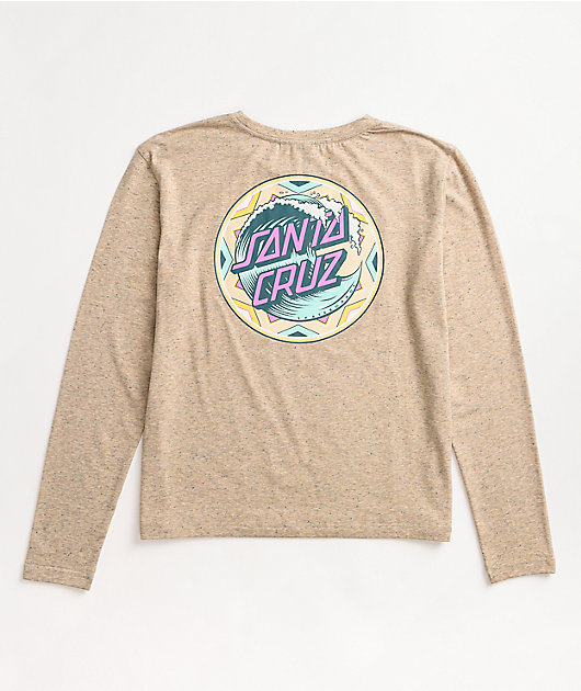 Santa Cruz Fiesta Wave Dot Beige Long Sleeve T-Shirt