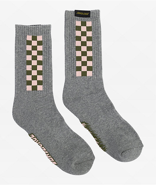 Santa Cruz Flame Checkered Grey Crew Socks