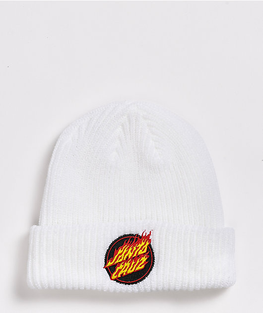 Santa Cruz Flame Dot White Beanie