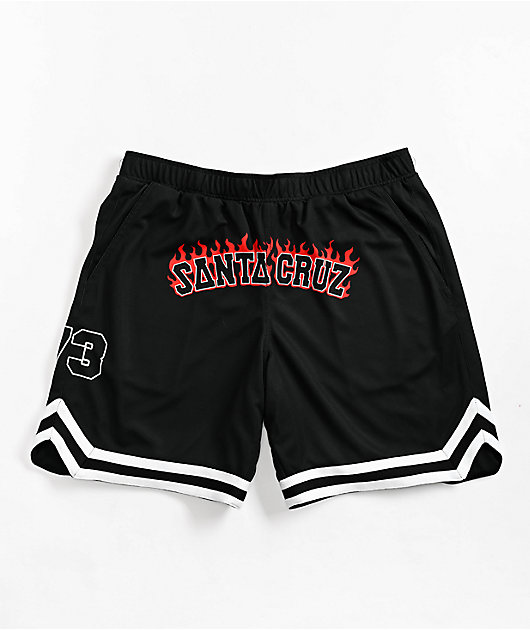 Santa Cruz Flamed Collegiate Black Mesh Shorts | Zumiez