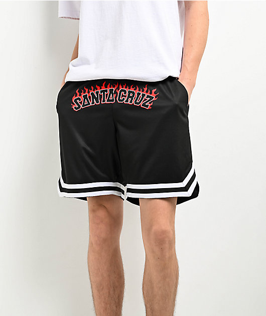 Santa Cruz Flamed Collegiate Black Mesh Shorts | Zumiez Santa Cruz Flamed Collegiate Black Mesh Shorts | Zumiez