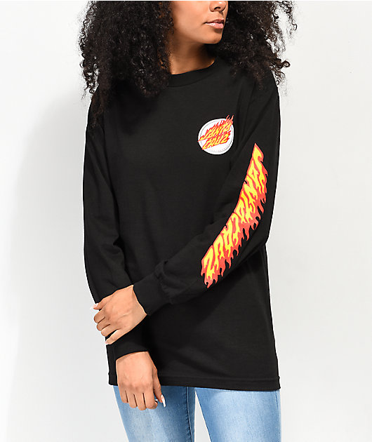 Black Squad Los Angeles Red Longsleeve T-shirt With backprint in Black