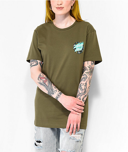 Santa Cruz Floral Flame Dot Green T Shirt Zumiez