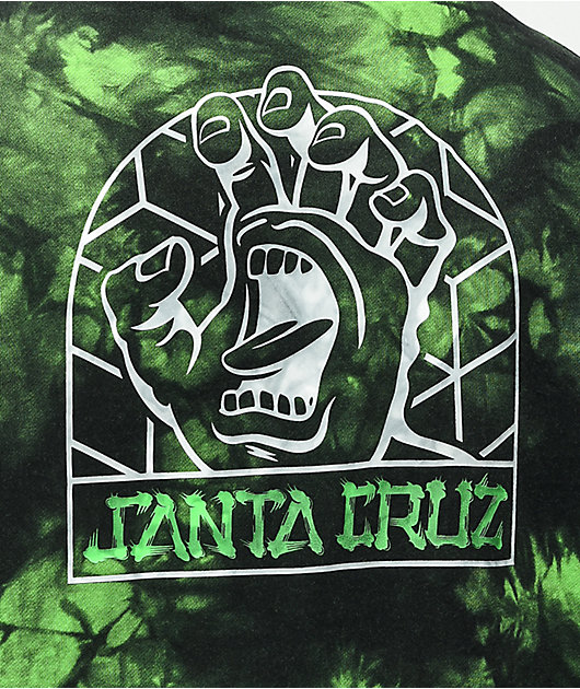 Santa Cruz Forge Hand sudadera con capucha tie dye negra y verde