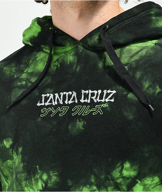 Santa Cruz Forge Hand sudadera con capucha tie dye negra y verde