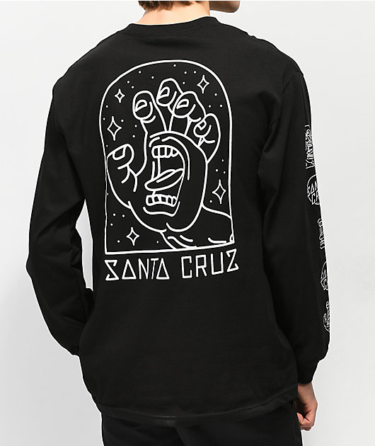 Santa Cruz Pool Snakes Hand Baseball Top Mens T-shirt Long Sleeve Black/white