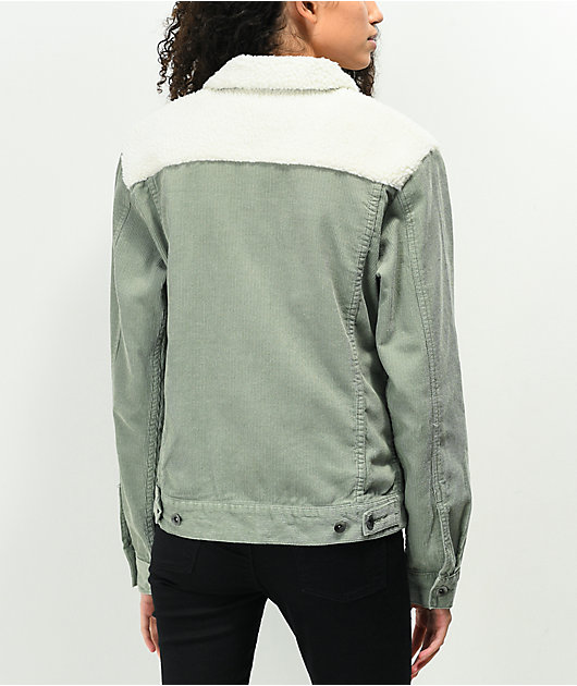 green corduroy sherpa jacket