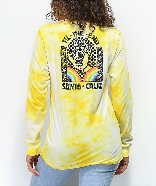 Santa Cruz Hand Mural Cloud Yellow Tie Dye Long Sleeve T-Shirt