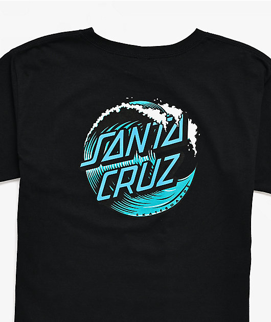 Santa Cruz Kid's Wave Dot Black T-Shirt