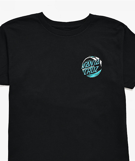 Santa Cruz Kid's Wave Dot Black T-Shirt