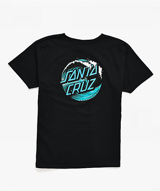Santa Cruz Kid's Wave Dot Black T-Shirt