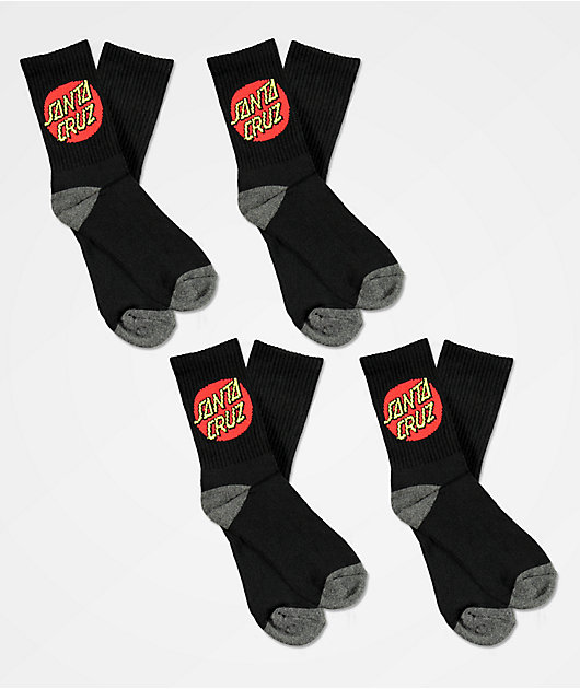 Santa Cruz Kids 4 Pack Black Crew Socks 