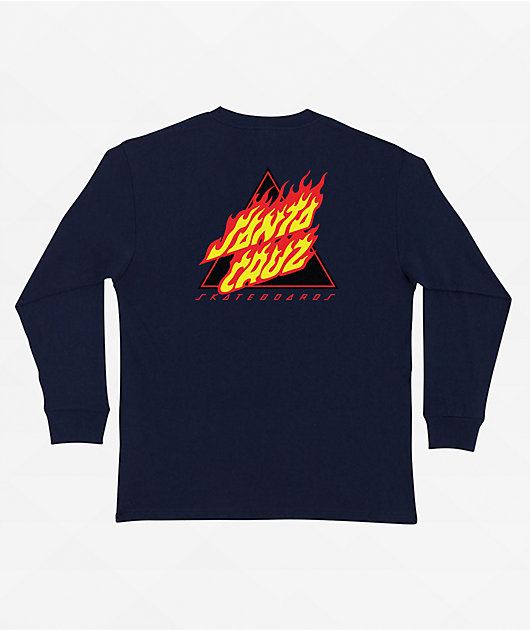 Santa Cruz Kids Flames Not A Dot Navy Long Sleeve T-Shirt