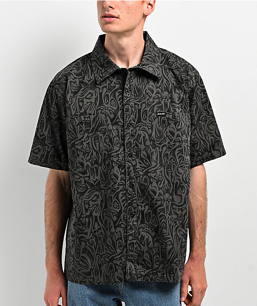 Santa Cruz Knox Faces Black Short Sleeve Button Up Work Shirt | Zumiez