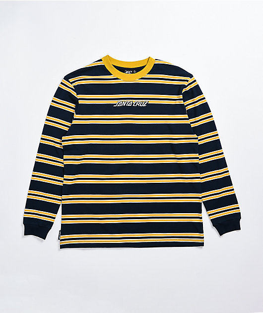 Santa Cruz Multi Stripe Navy & Gold Long Sleeve T-Shirt