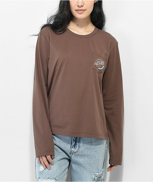 Santa Cruz Mushroom Wave Splice Brown Long Sleeve T-Shirt