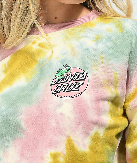 Santa Cruz Nature Dot Tie Dye Crew Neck Crop Sweatshirt