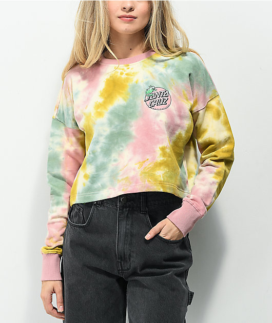 Santa Cruz Nature Dot Tie Dye Crew Neck Crop Sweatshirt