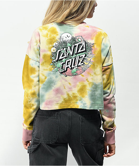 Santa Cruz Nature Dot Tie Dye Crew Neck Crop Sweatshirt