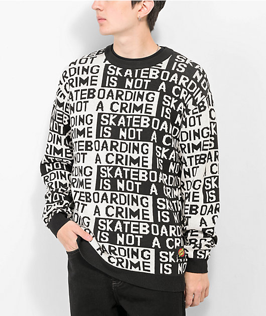 Santa Cruz Not A Crime Black & White Sweater | Zumiez