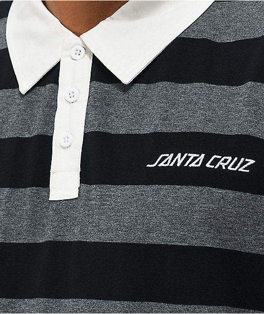 Black and grey 2025 striped polo shirt