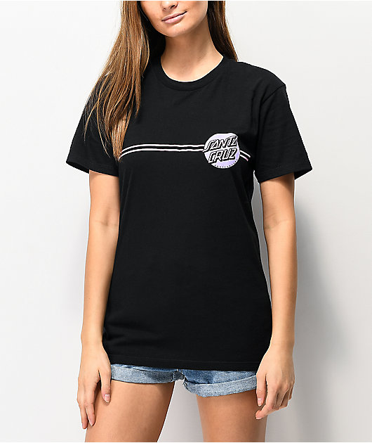 Santa Cruz PINSTRIPE DOT Skateboard T Shirt BLACK LARGE 