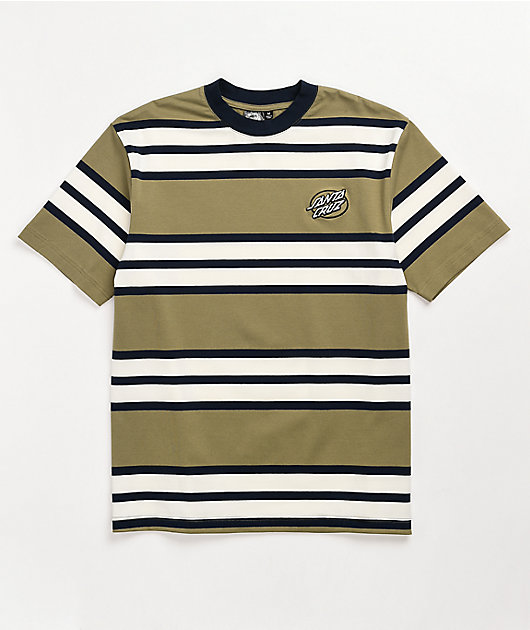 Santa Cruz Oval Dot Olive Black Stripe T-Shirt Zumiez