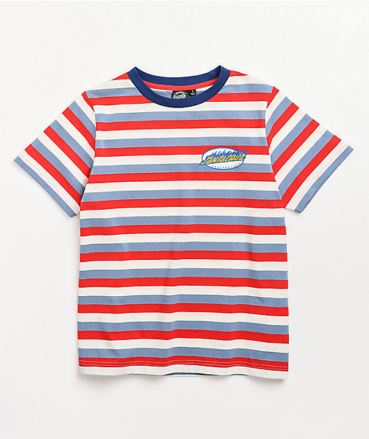 SUPERSUB ♥ overfit striped short sleeve t-shirt Odd Future OF Pink, Blue & Yellow Striped T-Shirt | Zumiez